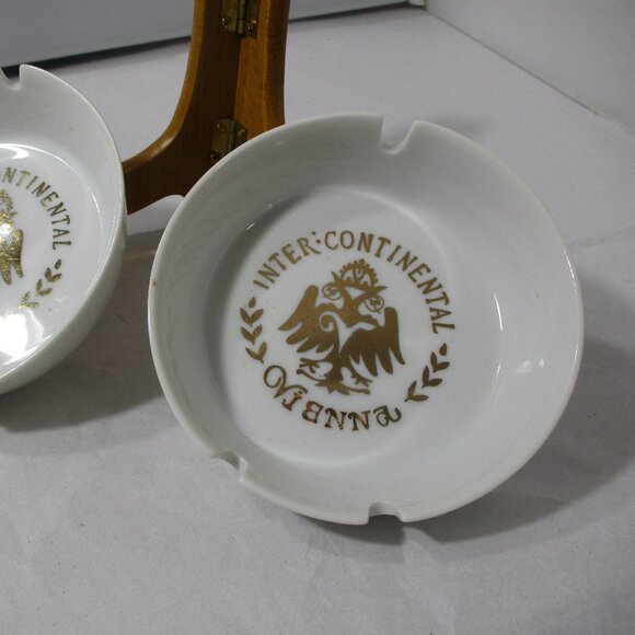 Set of 2 Vintage Inter-Continental Hotel Vienna Austria Ashtrays Ash Trays - Picture 3 of 8